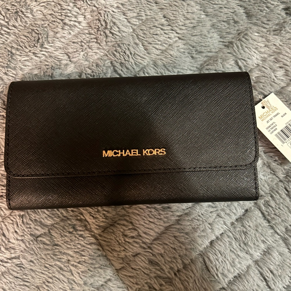 Michael Kors Black and Gold Trifold